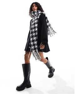 Шарф с узором «собачья лапка» в черно-белом дизайне Asos design