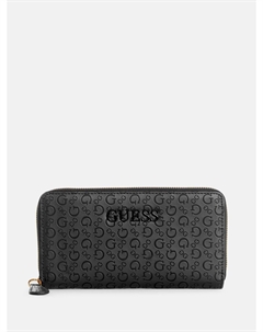 Кошелек на молнии с тисненым логотипом Bowie, черный Guess factory