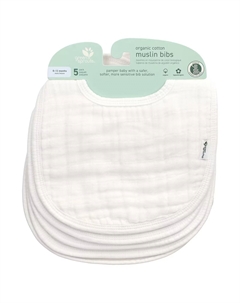 Муслиновые нагрудники, 0–12 месяцев, белые, 5 шт. Green sprouts