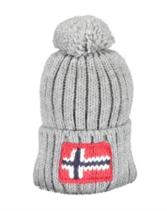 Шерстяная шапка с помпоном и логотипом, серый Napapijri