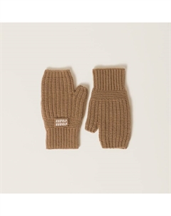 Перчатки из шерсти и кашемира, коричневый Miu miu