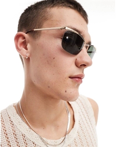 Золотые солнцезащитные очки без оправы DESIGN Asos