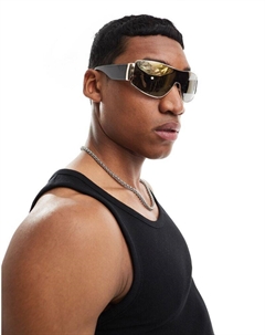 Коричневые солнцезащитные очки-гонщики с запахом и блестящими линзами DESIGN Asos