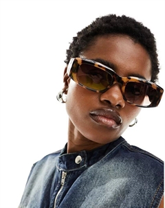 Солнцезащитные очки средней квадратной формы из ацетата черепаховой расцветки с дужками Asos