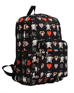 Большой женский рюкзак из микрофибры черного цвета с сердечками/звездами Betty boop