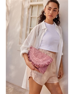 Клатч из рафии с бахромой, розовый Next