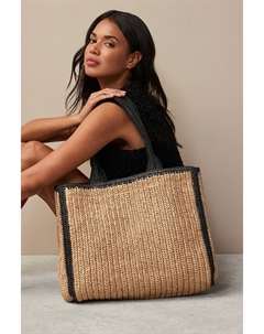 Соломенная сумка-шоппер натурального цвета, мультиколор Next