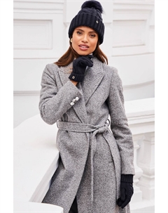 Теплая вязаная шапка с помпоном из искусственного меха, синий Lipsy