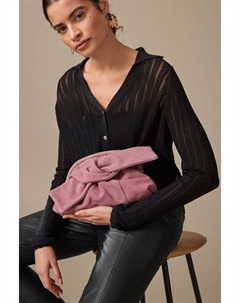 Кожаный клатч с бантиком, розовый Next