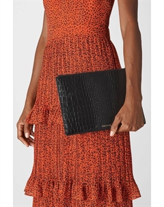 Блестящая сумка-клатч среднего размера с эффектом крокодила, черный Whistles