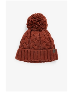 Шапка косой вязки с помпоном (1-16 лет), коричневый Next