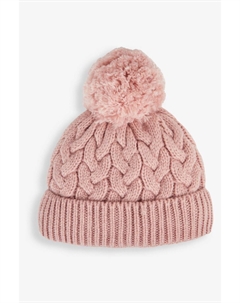 Толстая шапка косой вязки для девочки с помпоном, розовый Jojo maman bébé