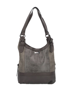 Шопер Джуна, экокожа, эмблема, однотонный, женский, серый Tom tailor