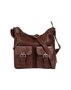 Сумка через плечо, натуральная кожа, цвет Cognac Spikes & sparrow