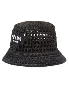 Плетеная панама с логотипом, черный Prada