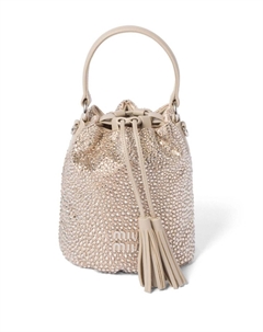 Сумка-ведро с кристаллами, нейтральный цвет Miu miu
