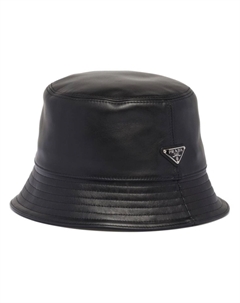 Кожаная панама с логотипом, черный Prada