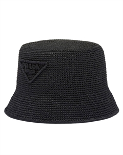 Плетеная панама, черный Prada