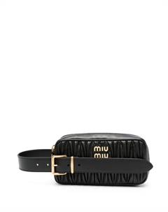 Стеганая сумка-тоут с логотипом, черный Miu miu