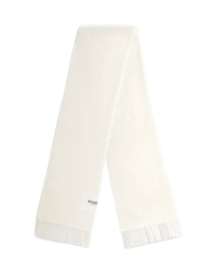 Шарф R с бахромой и этикеткой с логотипом, белый Dondup