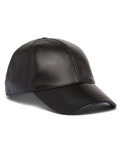 Кожаная кепка с логотипом, черный Prada