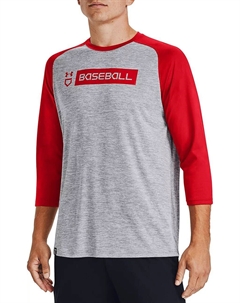 Мужская практичная рубашка с рукавом 3/4, серый/красный Under armour