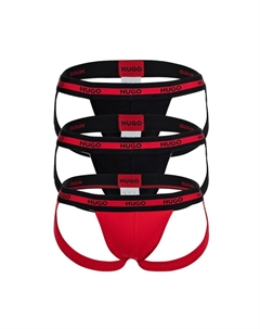 Трусики с логотипом на талии - 3 пары, красный Hugo
