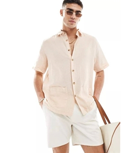 Структурированная рубашка свободного кроя с накладными карманами пыльно-розового цвета Asos