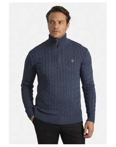 Короткий пуловер на молнии, индиго Sir raymond tailor