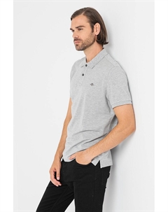 Футболка с воротником и вышитым логотипом, серый Gant