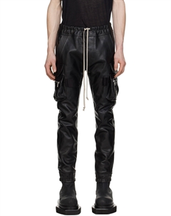 Черные кожаные брюки мастодонта Rick owens
