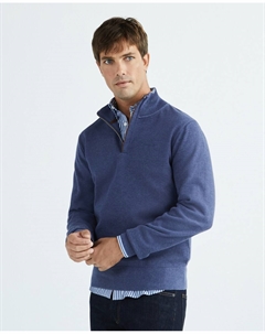 Мужской хлопковый свитер с полумолнией, темно-синий Gant