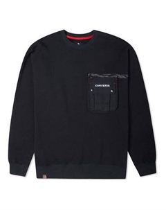 Толстовка Men's New Year Series Chest Pocket Fleece Lined Round Neck Pullover Dark Black, черный Converse