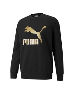 Толстовка Classics Logo Crew Bronzing Large Logo Sports Round Neck Pullover Black, черный Puma