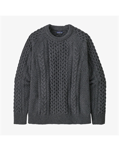 Свитер косой вязки из переработанной шерсти с круглым вырезом, серый Patagonia