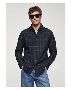 Рубашка приталенного кроя в клетку, темно-синий Mango