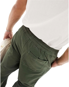 Свободные брюки цвета хаки с застежкой на резинку на талии Asos