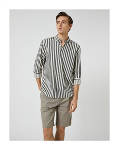 Спортивная рубашка с длинным рукавом и классическим воротником Slim Fit, темно-синий Koton