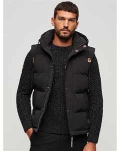 Пуховик Everest с капюшоном, черный как смоль Superdry