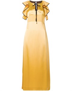 Alexa chung длинное платье с оборками 8 желтый Alexa chung