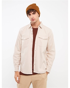 Мужская рубашка стандартного кроя с длинным рукавом, бежевый Xside