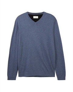Свитер 1038427 Basic Knit V Neck, синий Tom tailor