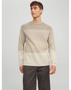 Пуловер Rundhals Strick Langarm Sweater aus Baumwolle JJEHILL, бежевый Jack & jones