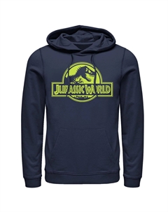 Мужской неоново-зеленый классический пуловер с цветком и графикой «Мир Юрского периода», синий Licensed character