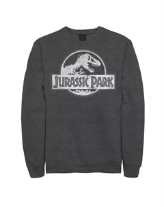 Мужской белый флисовый пуловер с рисунком «Парк Юрского периода» и рваным круглым логотипом Licensed character