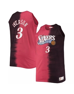 Мужская майка Allen Iverson красная/черная Philadelphia 76ers Profile Tie-Dye Player Tank Top Mitchell and ness