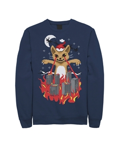 Мужской кот в шляпе Санты, разрушающий город, вязаный флисовый пуловер с графическим рисунком Licensed character