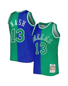 Мужская синяя/зеленая майка Steve Nash Dallas Mavericks Hardwood Classics 1998-99 Split Swingman Mitchell and ness
