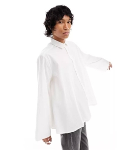 Свободная рубашка из поплина белого цвета с объемным силуэтом А-силуэта Asos