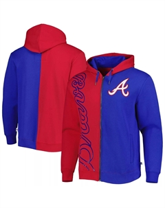 Мужская флисовая толстовка с молнией во всю длину Red/Royal Atlanta Braves Mitchell and ness